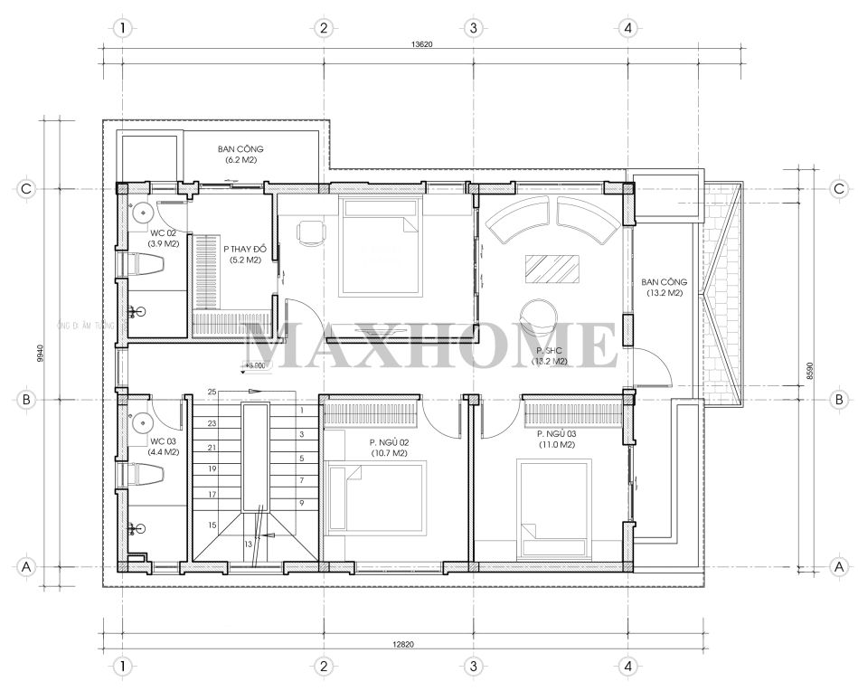 Biệt thự 3 tầng đẹp do Maxhome thiết kế và thi công tại Sơn La | MH00827