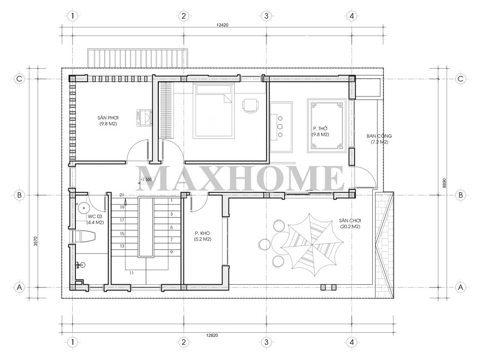 Biệt thự 3 tầng đẹp do Maxhome thiết kế và thi công tại Sơn La | MH00827