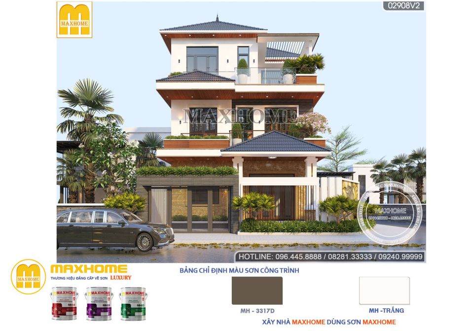 Biệt thự 3 tầng đẹp do Maxhome thiết kế và thi công tại Sơn La | MH00827